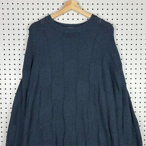 Roundtree‎ & Yorke Chunky Blue Knit Sweater Large Checkered Cosby Grandpa 90s